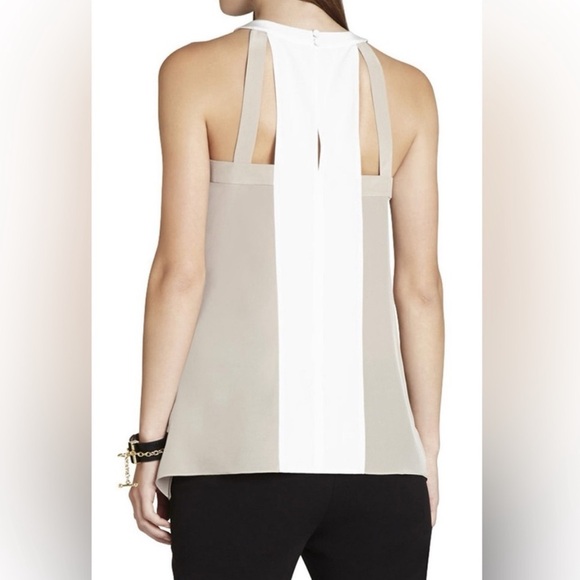 100% Silk Sleeveless Beige and White Halter-Top XS - Picture 3 of 11